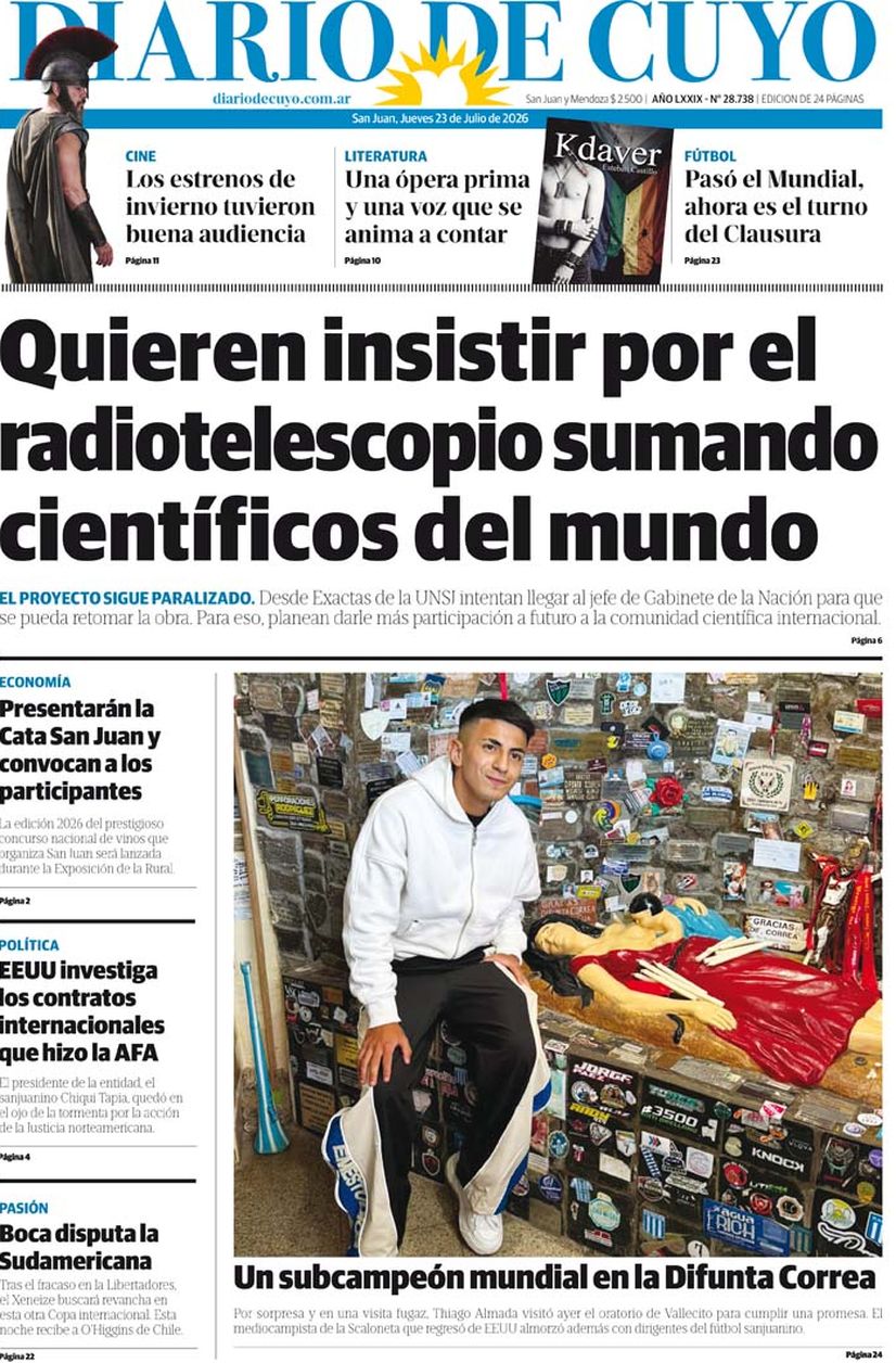 Diario de Cuyo | Tapa Edición 23 de Julio 2026