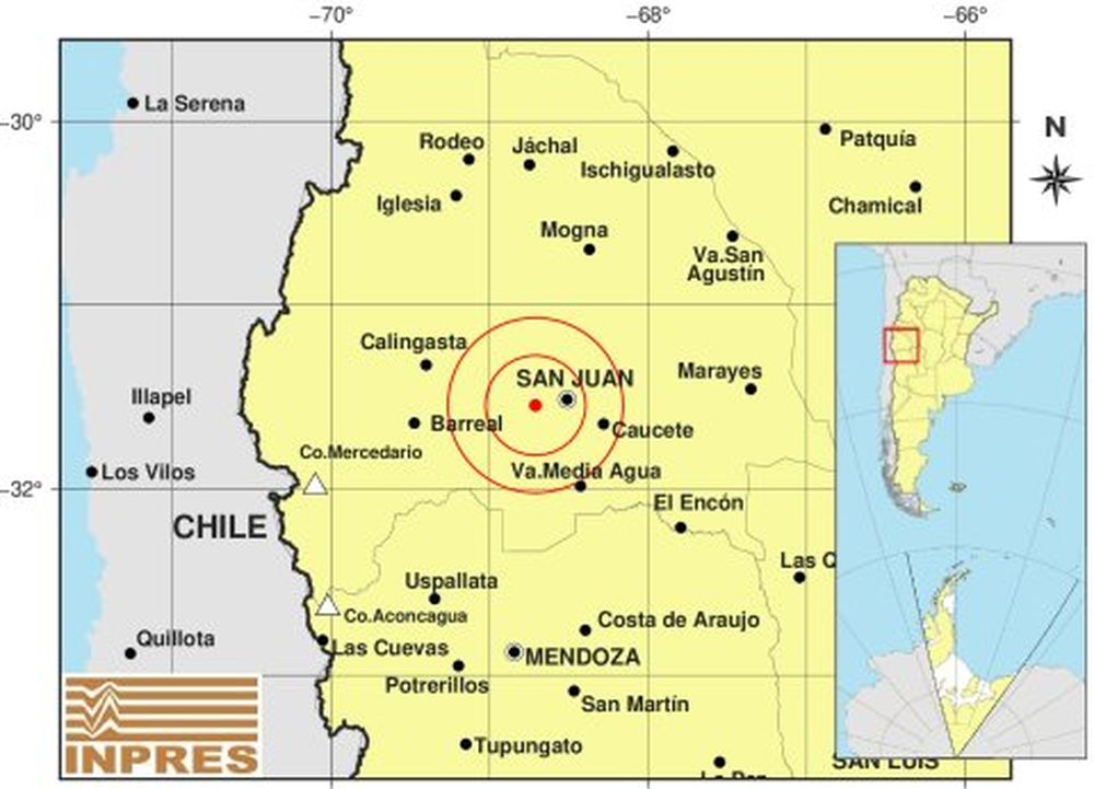 La zona del epicentro del sismo de anoche en San Juan.