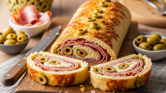 como hacer pan relleno con jamon y aceitunas: receta rapida y facil