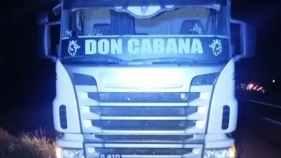 El camión retenido por la policía mendocina.