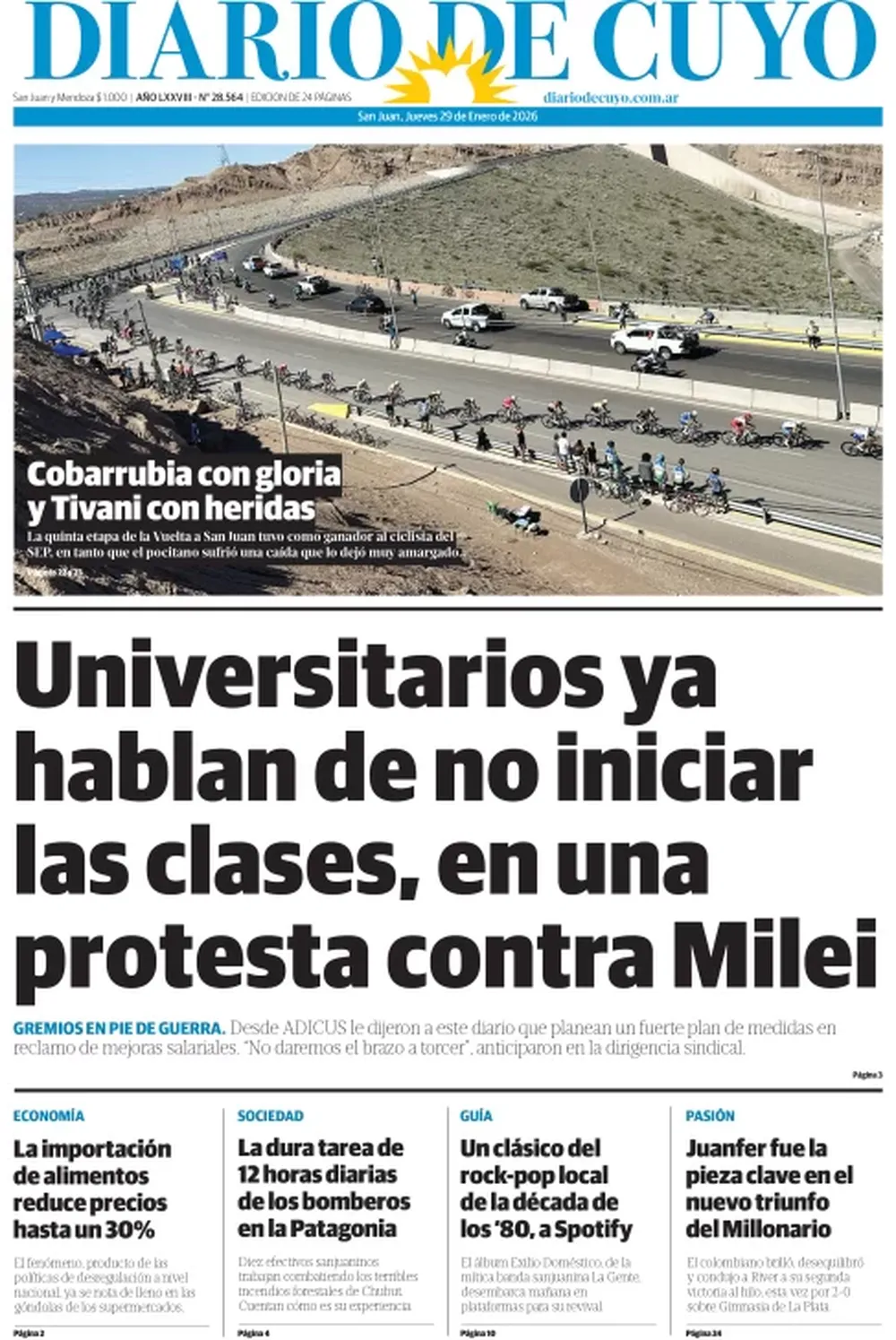 Tapa Edición 29 de Enero 2026
