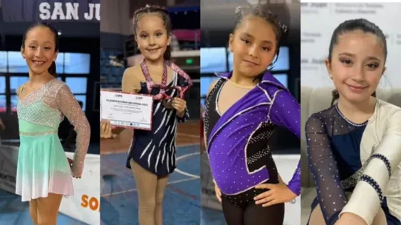 Cuatro patinadoras sanjuaninas recaudan fondos “a la gorra” para viajar a un torneo en San Luis