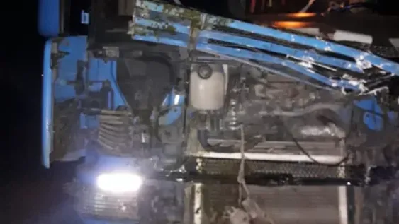 Terminó con el frente del camión destruido tras embestir un caballo en plena ruta