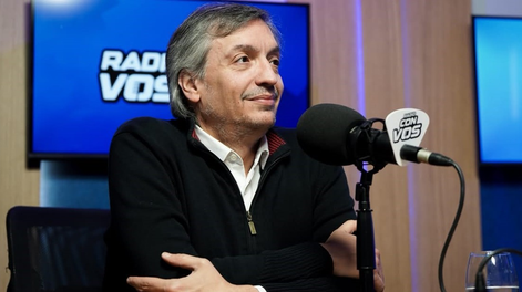 Máximo Kirchner durante la entrevista en Radio con Vos.