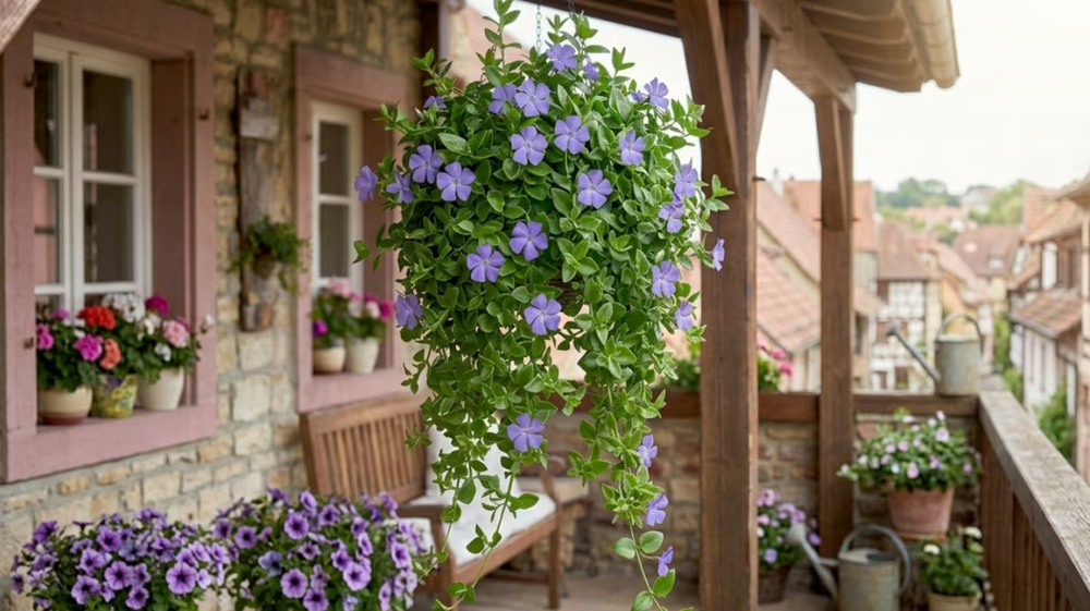 Crece con facilidad y forma una cortina verde salpicada de flores (Imagen creada con IA).
