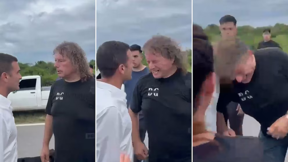 Marcelo Segura dándole un cabezazo al diputado de LLA, Federico Pelli.