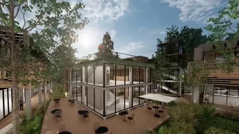 NATURAL. Fue concebido con materiales nobles como madera, hormigón y vidrio.