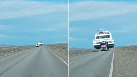 Insólito: un automovilista se cruzó con un barco en la Ruta 40