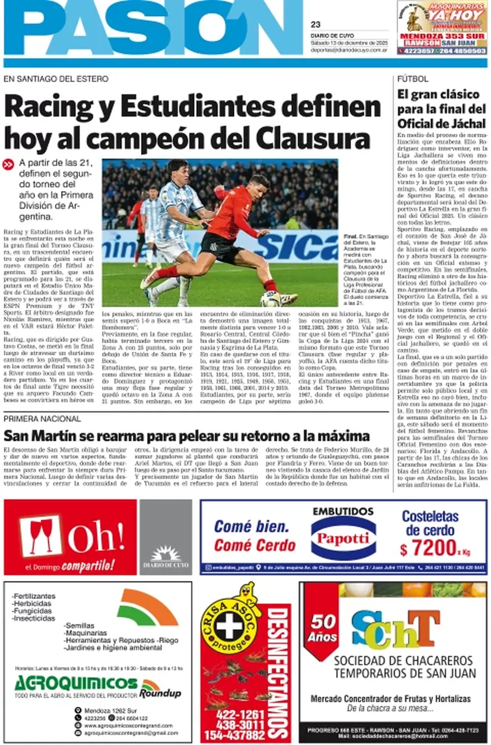 Tapa Pasión 13 de Diciembre de 2025