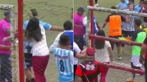 Insólito: una fotógrafa le pegó una trompada a un futbolista durante un partido