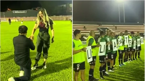 Un ex River le propuso matrimonio a su novia en el medio de la cancha, antes de que su equipo perdiera por goleada