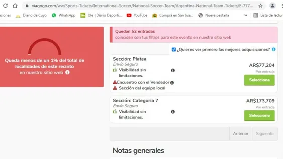 Argentina-Brasil: preocupa que se vendan entradas truchas para el partido