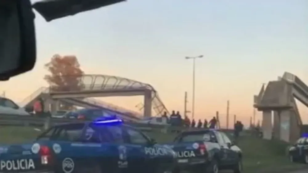 Un camión derribó un puente peatonal en Panamericana