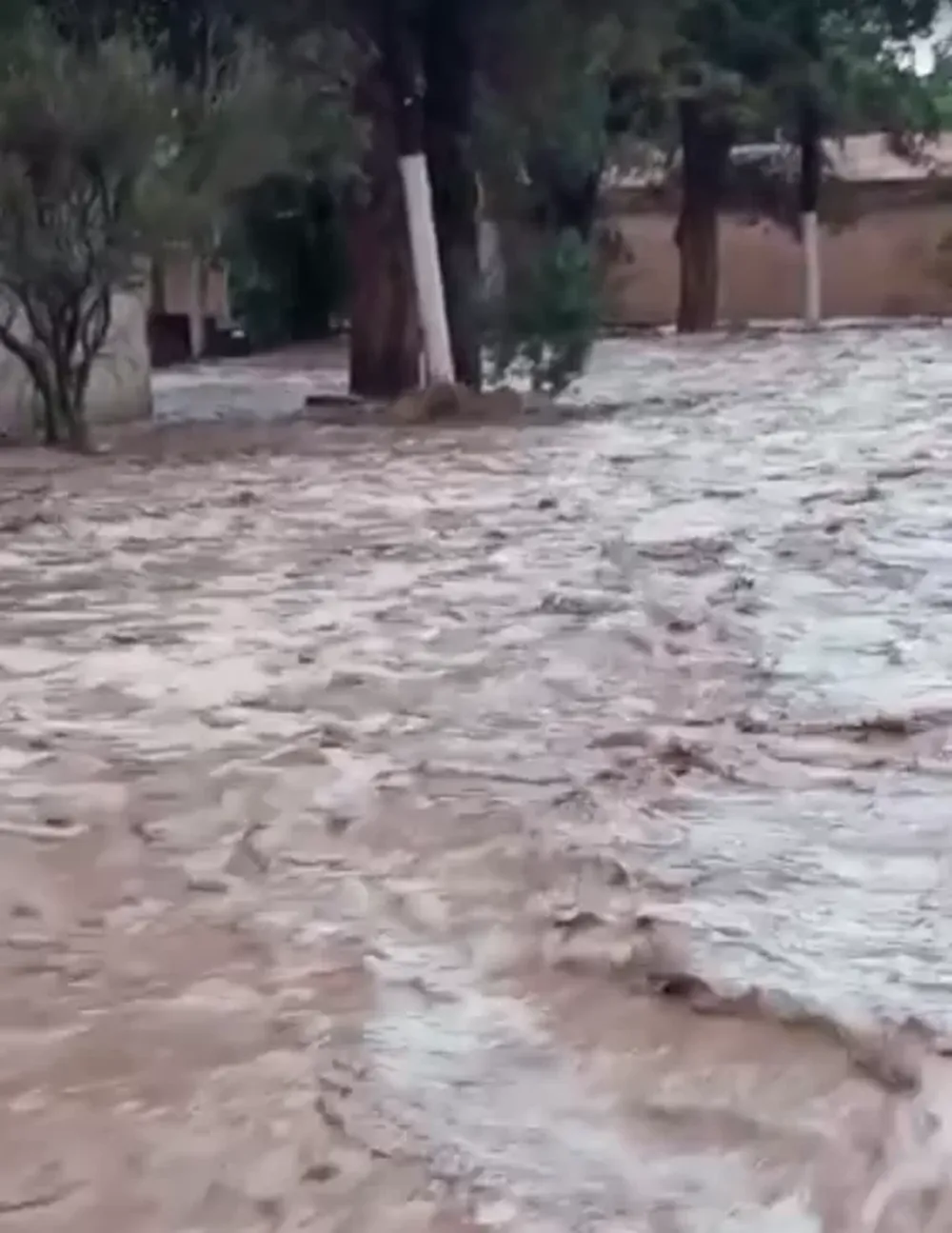 Cayó un aguacero en Barreal y otra vez las calles parecieron ríos