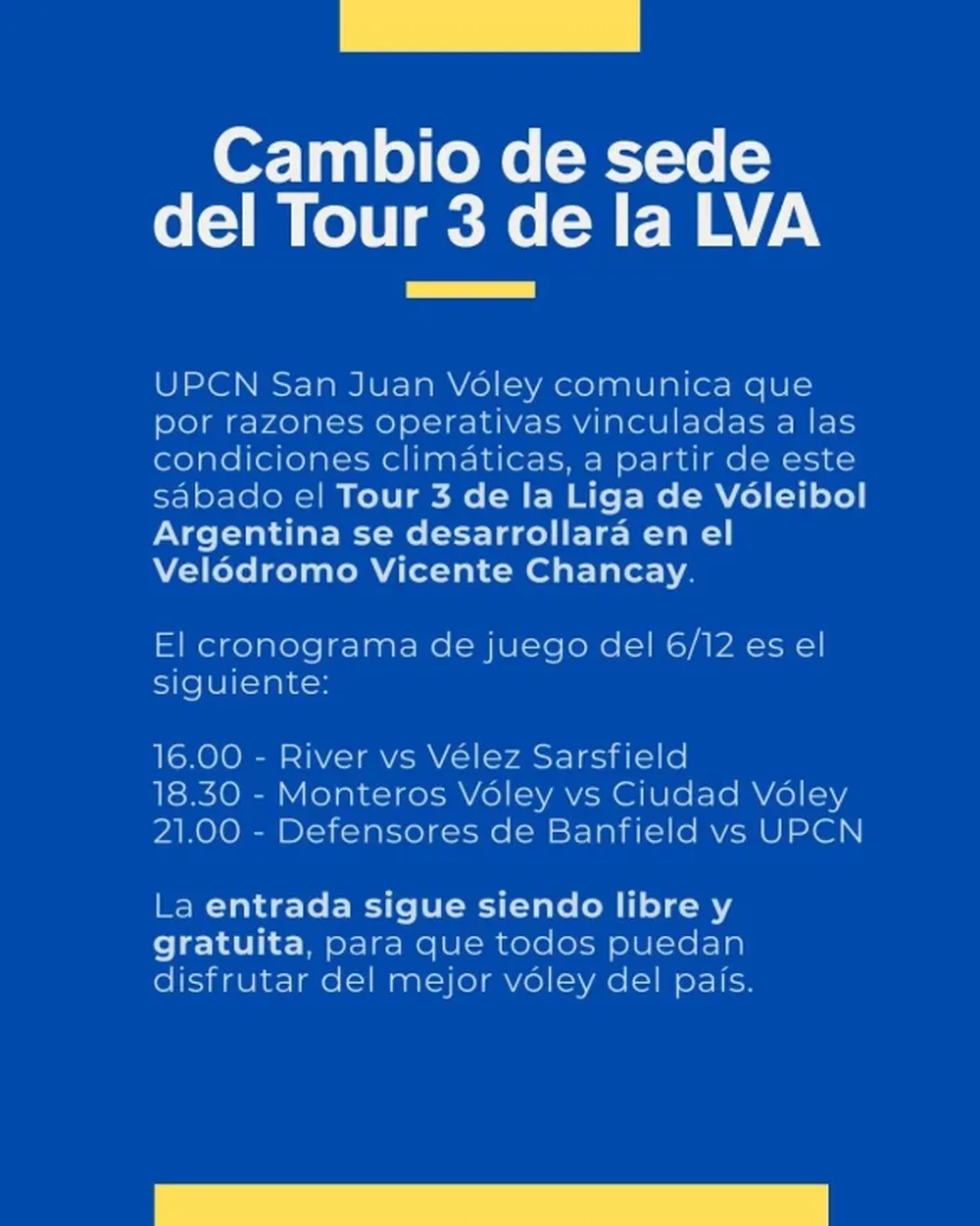 Cambios. UPCN decidió trasladar el Tour 3 al Velódromo Chancay.