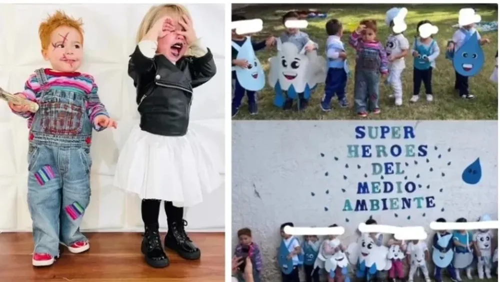 Llevó a sus hijos disfrazados a un acto escolar pero cometió una terrible equivocación
