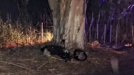 Perdió el control de su moto, chocó contra un árbol y cayó a una acequia: fue hospitalizado