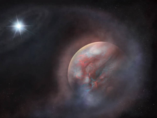 Recreación del denominado “planeta fénix”, un mundo que habría surgido del material expulsado durante la muerte de su propia estrella.
