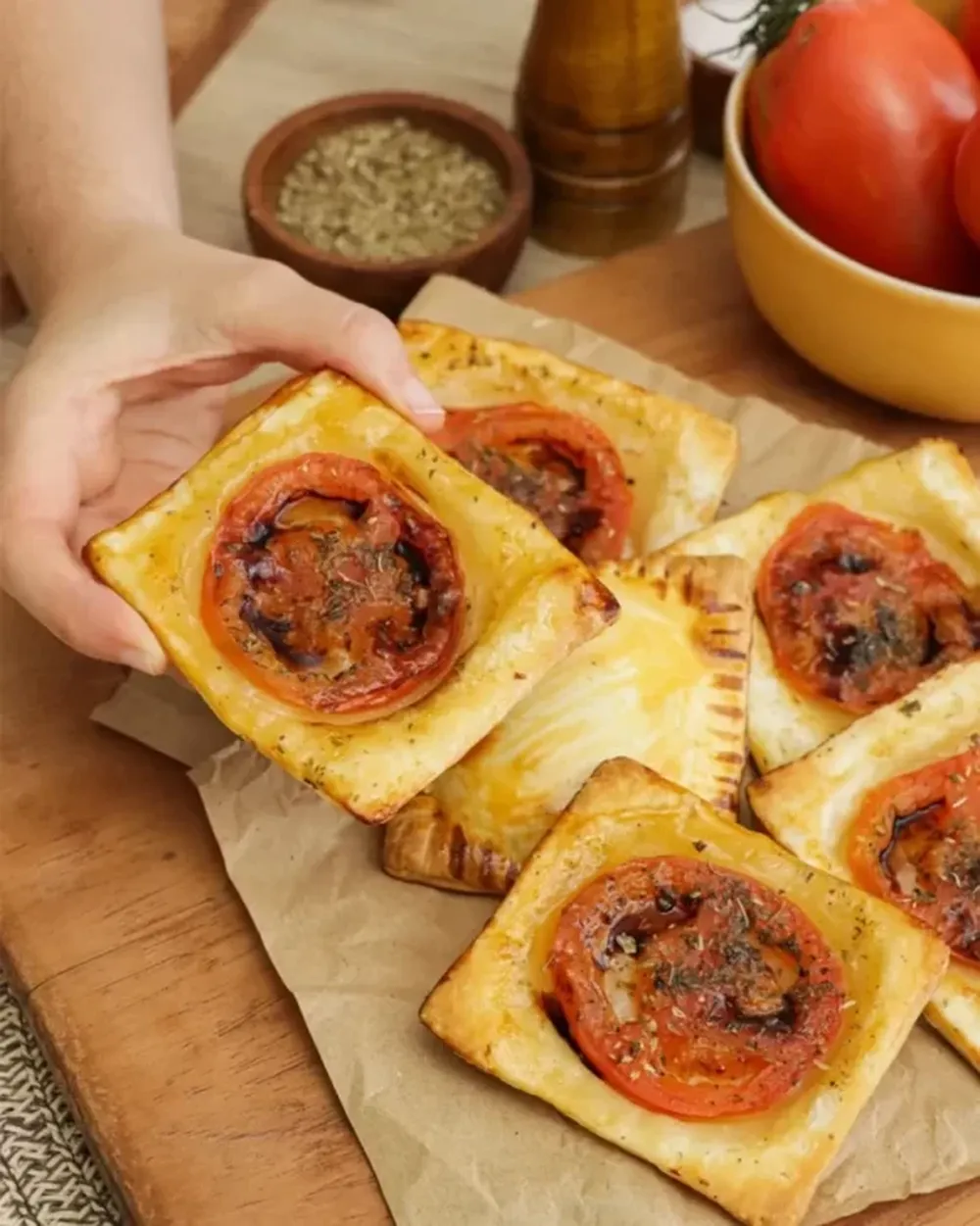 Receta de tartines de tomate al horno, muy fáciles y rápidos.