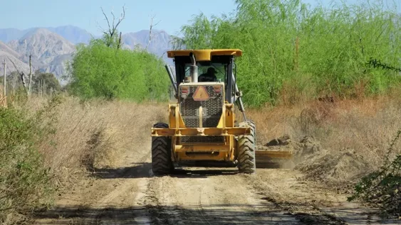 La limpieza de material vegetal seco dentro del Parque Sarmiento se realiza con máquinas para crear corredores cortafuego.