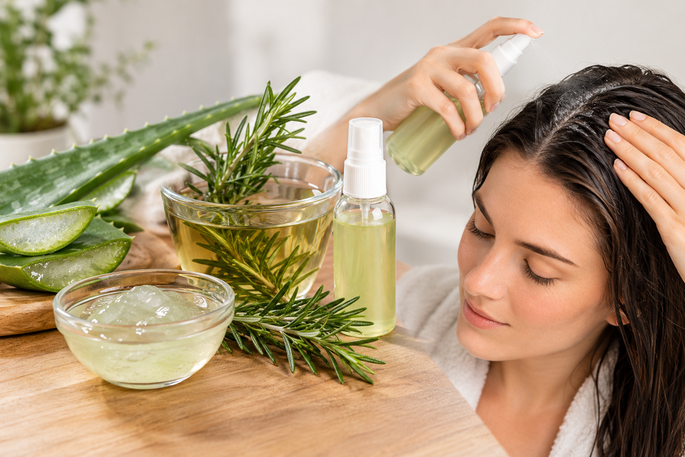 Tras ponerte tres cucharadas de aloe vera y romero en el pelo, se eliminará la caspa y frenará la caída.