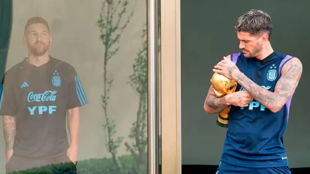La foto de De Paul con la Copa del Mundo y la reacción de Messi que causó furor: “¿Se te perdió algo?”