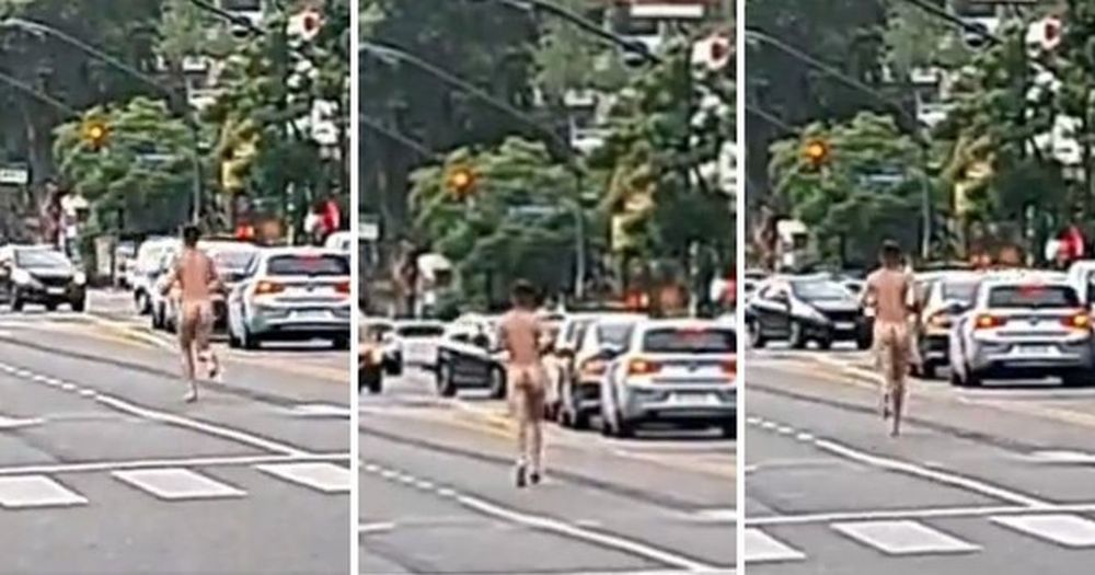 Salió a correr desnudo por la Avenida del Libertador, provocó un caos de tránsito y fue detenido