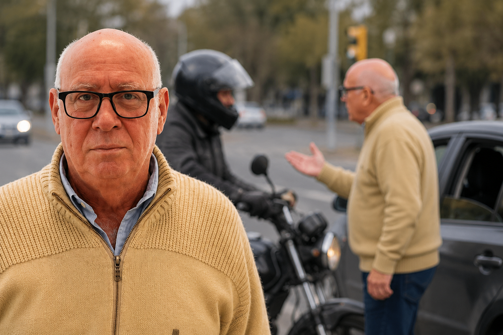 El juez Enrique Mattar dijo que no se dio cuenta que había sido impactado por la moto. Imagen recreada con IA.&nbsp;