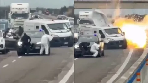 El espectacular asalto a un camión blindado con explosiones y tiroteos que conmociona a Italia