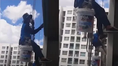 Cortó los cables de seguridad de pintores que trabajaban en el piso 32 de su edificio