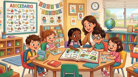 Aprender a leer. Imagen IA.