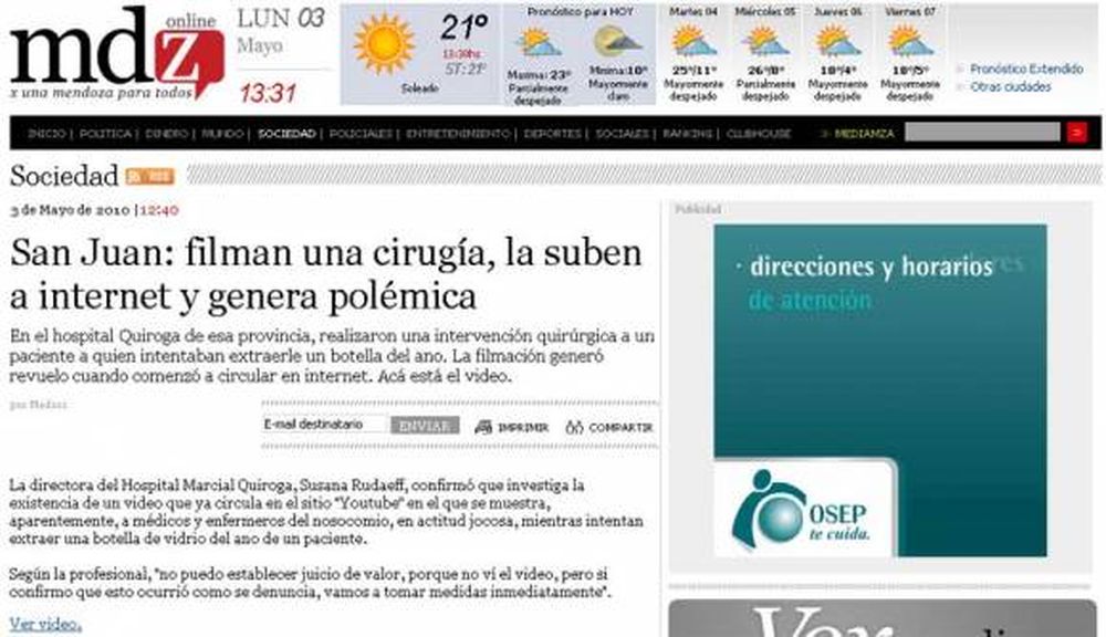 El escándalo por el video, trascendió la provincia