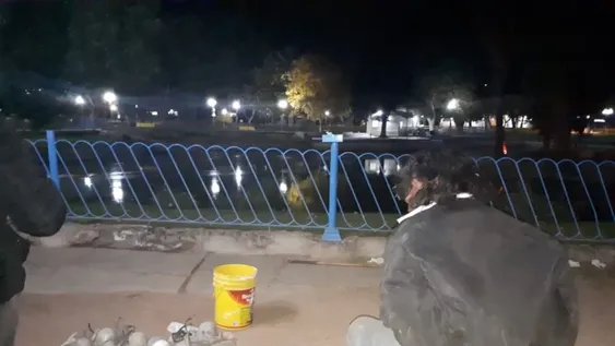Aprovechó la cuarentena para desinstalar e intentar robar luces de las fuentes del Parque de Mayo