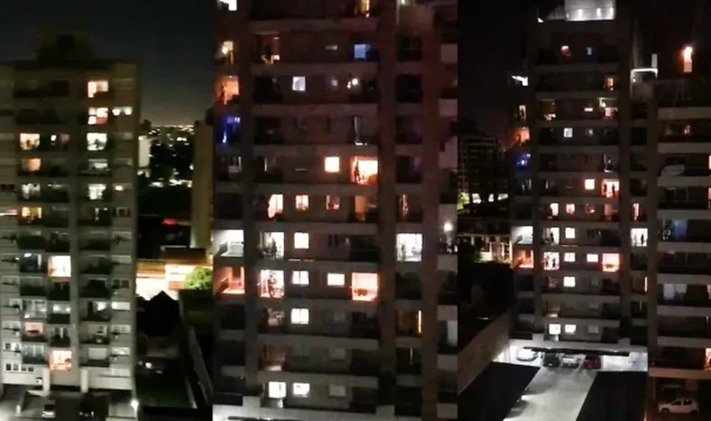 Armaron una fiesta desde los balcones para combatir la cuarentena