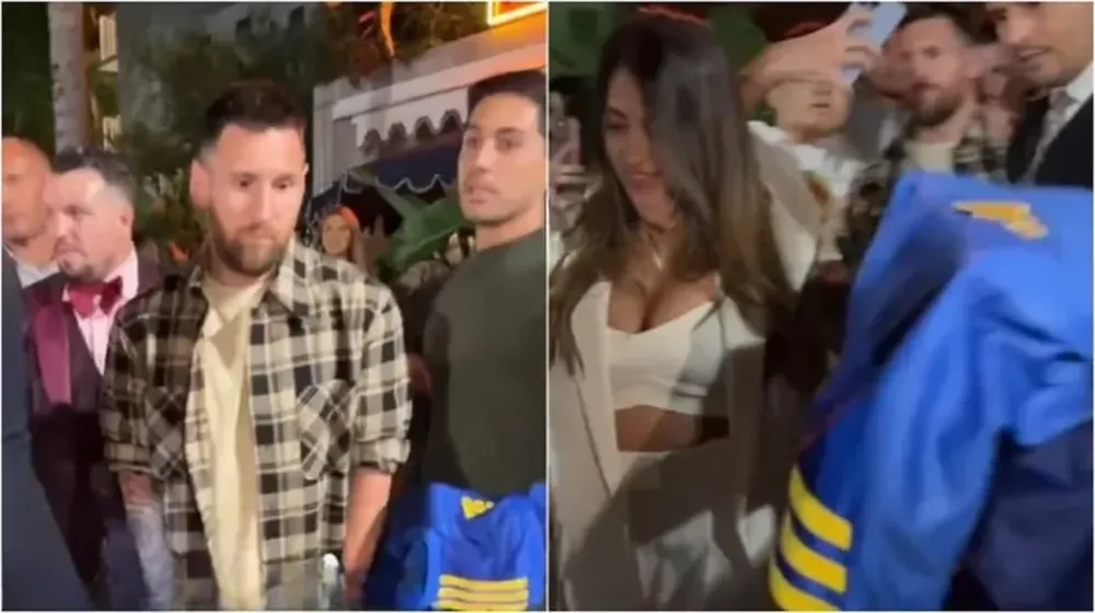 El llamativo gesto de Messi cuando le acercaron una camiseta de Boca
