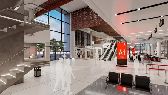 La futura terminal: terrazas, un puente aéreo, restoranes y tecnología digital