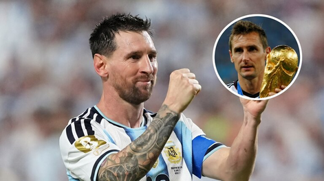 con sus tres goles ante argelia, messi alcanzo a klose como el maximo goleador de la historia de los mundiales