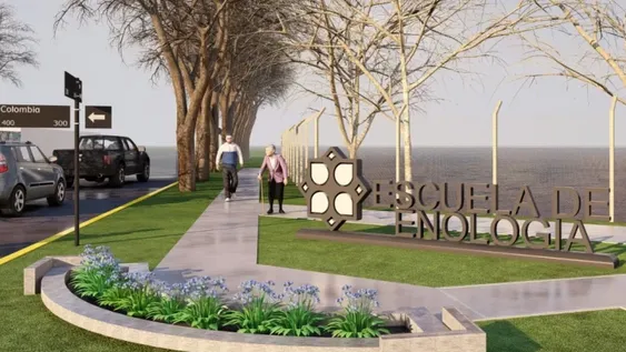 PENDIENTE. La renovación de Calle Paula Albarracín de Sarmiento, en Capital, incluye la construcción de un nodo en la zona de la Escuela de Enología y en otros lugares destacados del departamento.