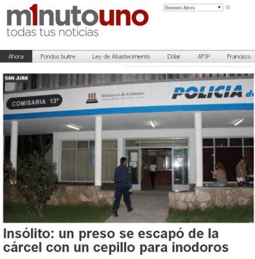 La fuga del preso en San Juan ya es noticia nacional