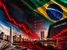 El efecto Brasil golpea a Argentina: el riesgo país llegó a 745 puntos y caen las acciones.