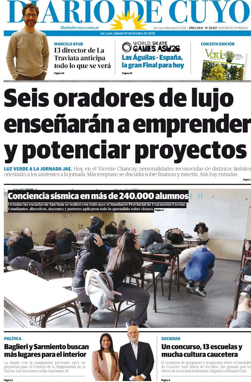 Diario de Cuyo | Tapa Edición 10 de Octubre 2026