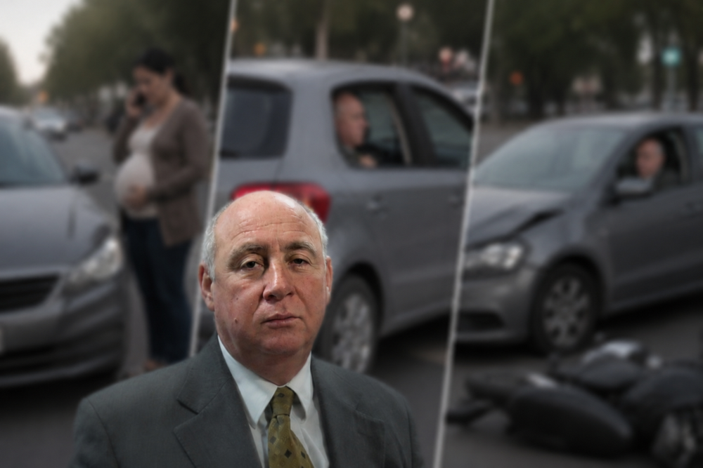 En 2018 el juez Enrique Mattar protagonizó dos accidentes viales y según expresó él en una entrevista por andar con el carnet vencido estuvo cinco años inhabilitado para manejar cualquier vehículo motor. Imagen recreada con IA.&nbsp;