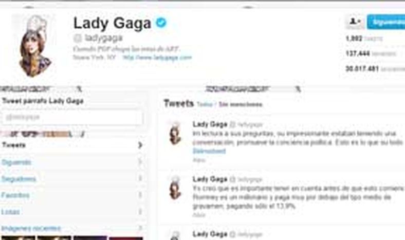 Gaga, reina en Twitter
