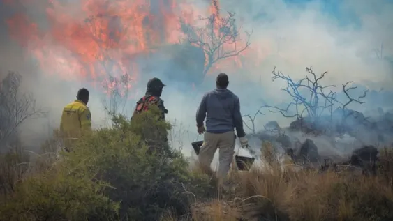 Las impactantes fotos que muestran el avance de las llamas en las sierras de Valle Fértil