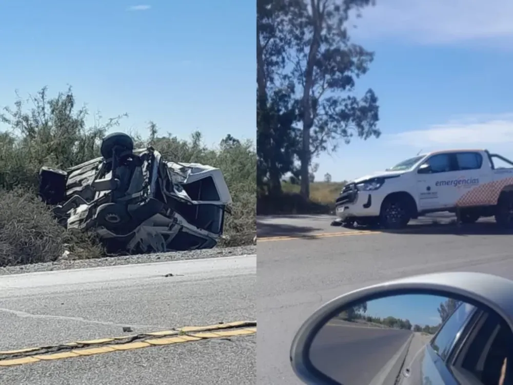 Un utilitario fue chocado de atrás por una camioneta y terminó dado vuelta