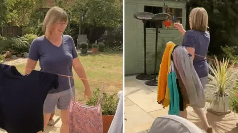[VIDEO] Una mujer mostró su secreto para colgar la ropa rapidísimo